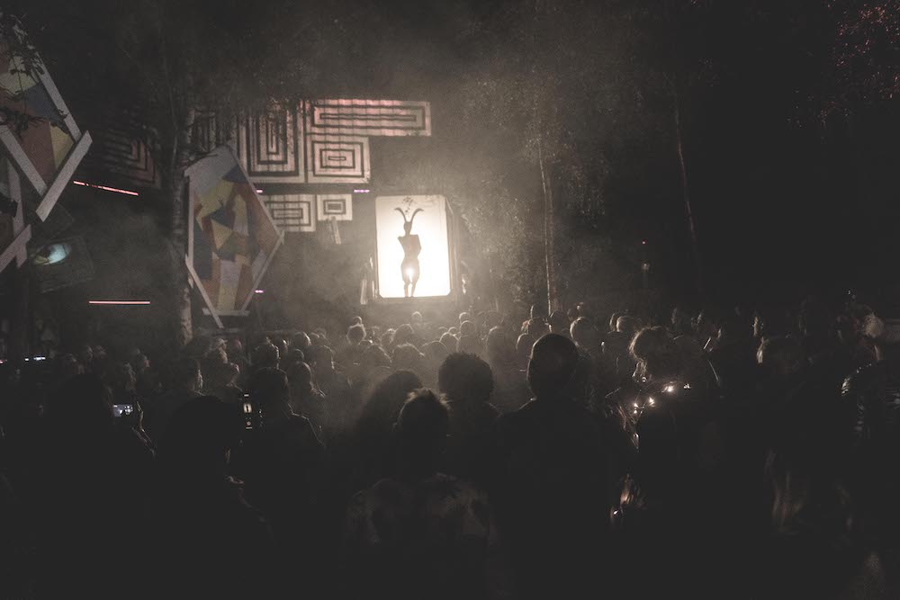 Adriana de Montserrat with horns performing Akelarre by Las Maleantes at Lusatia Festival